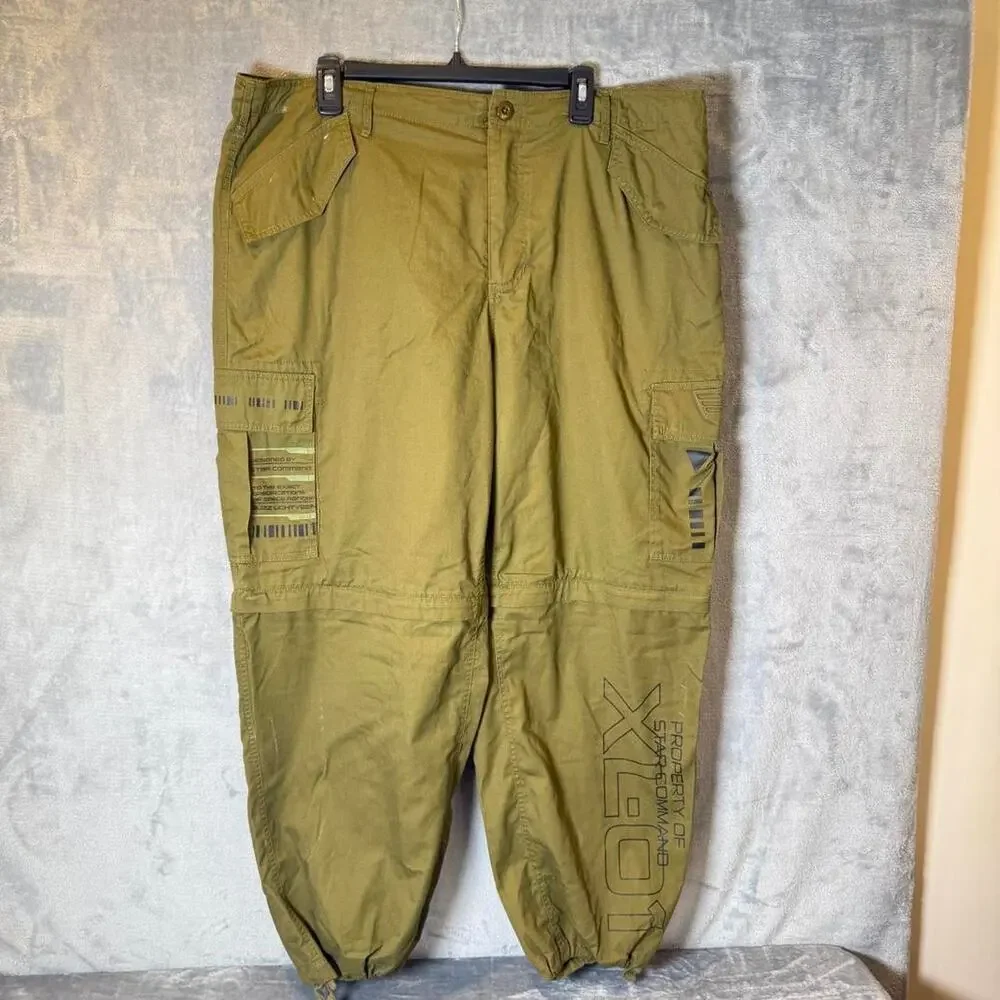 Disney Buzz Lightyear Cargo Pants XL Star Command Olive Utility Streetwear Y2K